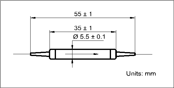 YESWEHAVE PM Isolator 300 mW 1064 nm dimensions and engineering drawing in mm.