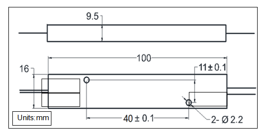 YESWEHAVE PM WDM 1120/1178 nm dimensions and engineering drawing in mm.