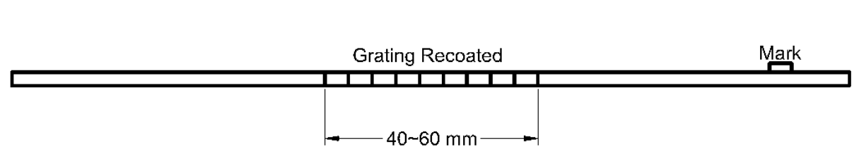 YESWEHAVE FBG for Ultrafast Lasers dimensions and engineering drawing in mm.