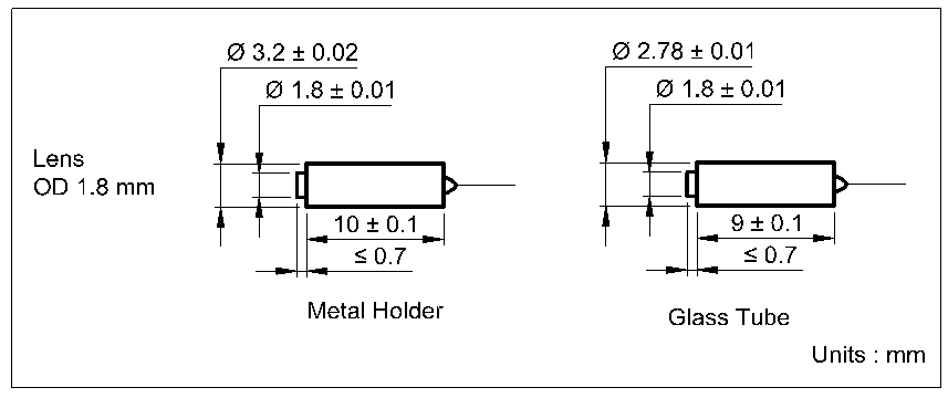 YESWEHAVE PM Dual Fiber Collimator dimensions and engineering drawing in mm.