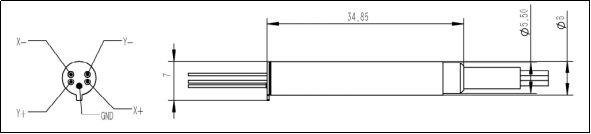 YESWEHAVE MEMS 1x4 PM Switch Device dimensions and engineering drawing in mm.