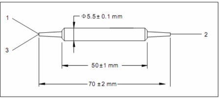 YESWEHAVE 1310 nm 300 mW Circulator dimensions and engineering drawing in mm.