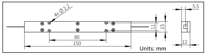 YESWEHAVE Mode Field Adaptor dimensions and engineering drawing in mm.