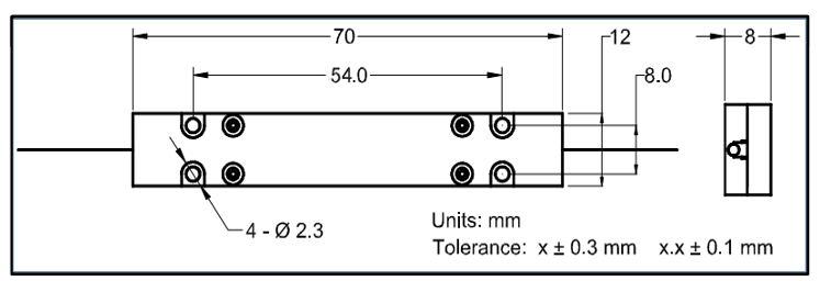YESWEHAVE Mode Field Adaptor dimensions and engineering drawing in mm.