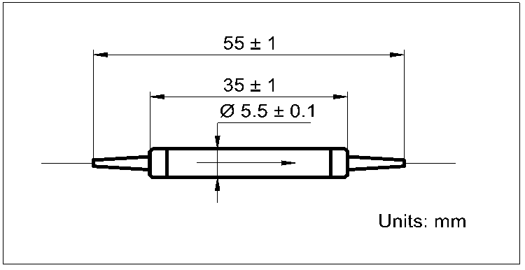 YESWEHAVE Polarization Sensitive Isolator 300 mW 1064 nm dimensions and engineering drawing in mm.