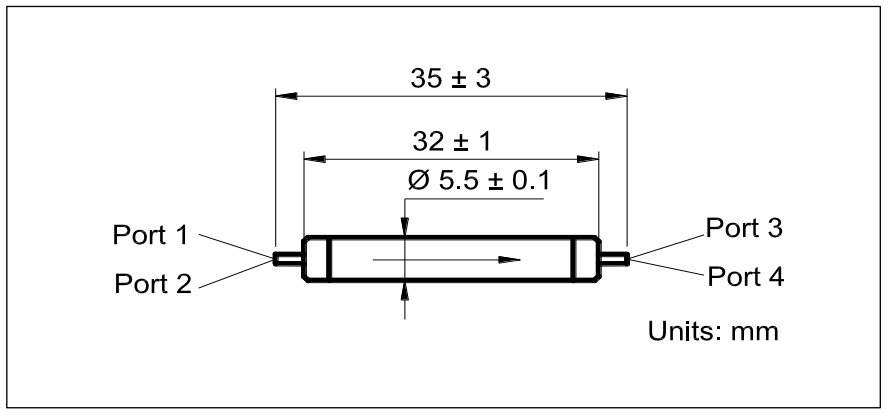 YESWEHAVE 2 in 1 Isolator 300 mW 1310/1480/1550 nm dimensions and engineering drawing in mm.