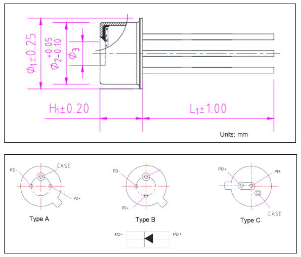 YESWEHAVE PD60-TO46-FW&BL Series dimensions and engineering drawing in mm.